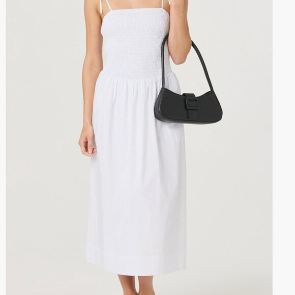 NWT ASTR the Label Drop Waist Smocked Midi Dress Medium, WHITE - Picture 9 of 9